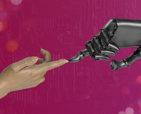 Mens en AI werken samen aan WordPress-ondersteuning
