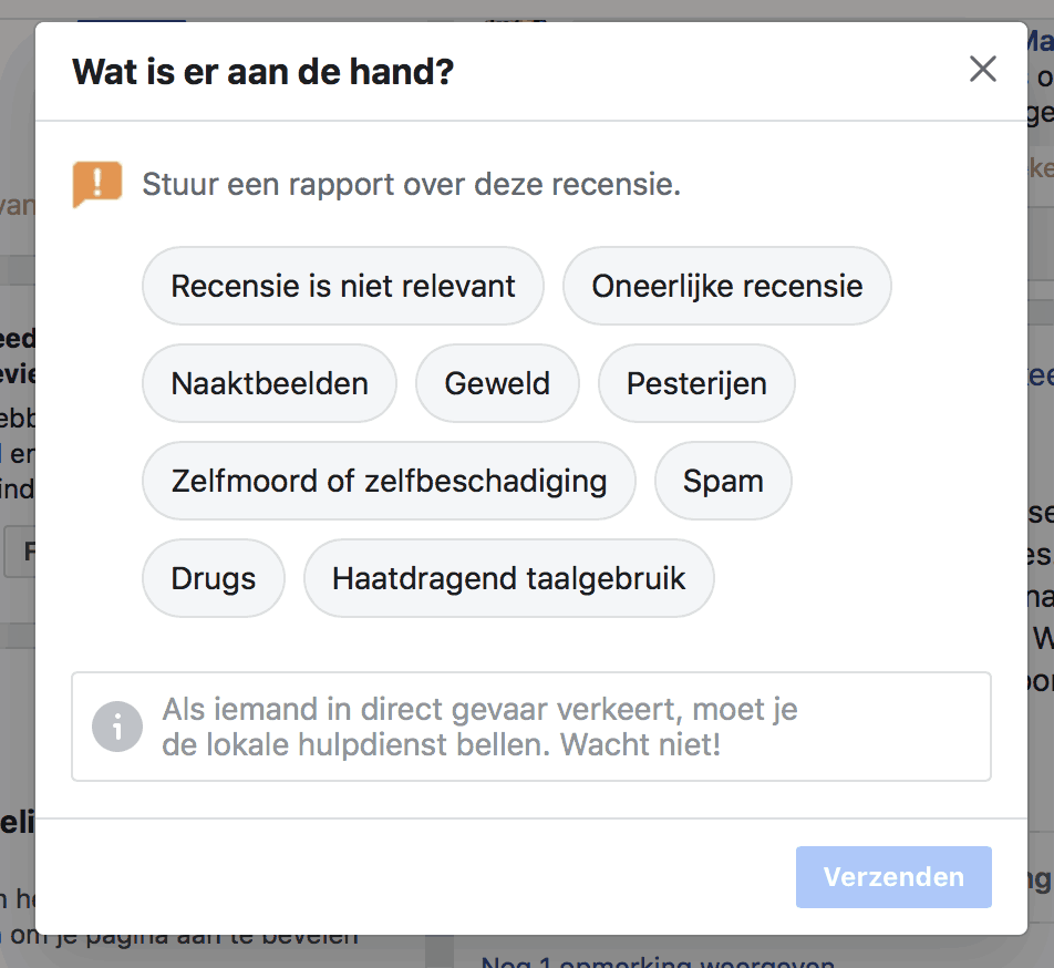 Facebookrecensie - hoe geef je aan dat het onterecht is