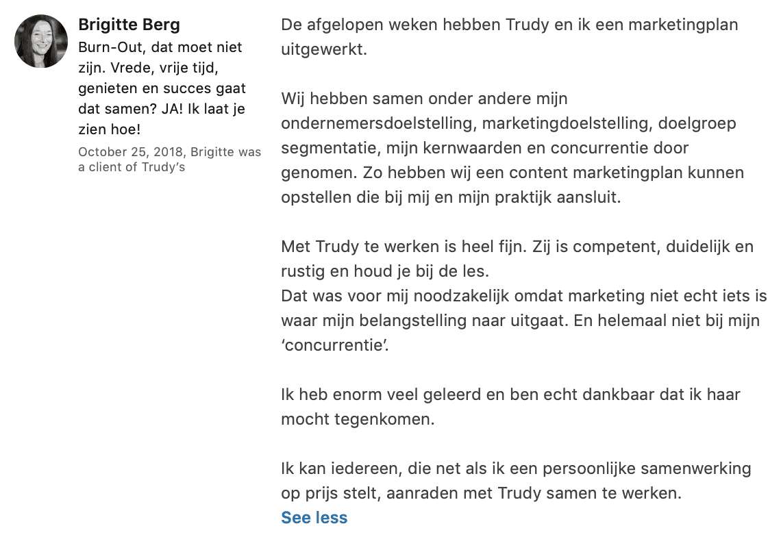 Marketing coaching voor ondernemers - Trudy Pannekeet - Birgitte Berg