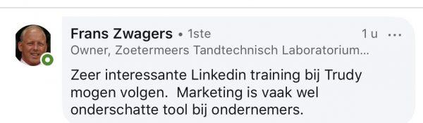 LinkedIn training Frans Zwagers (tandtechnicus)