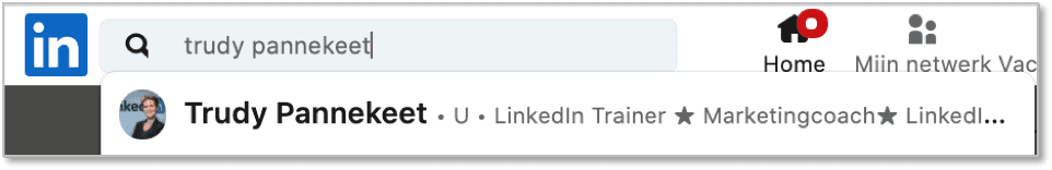LinkedIn kopregel - wat zie je als mensen zoeken op LinkedIn - Spring eruit met LinkedIn - Trudy Pannekeet