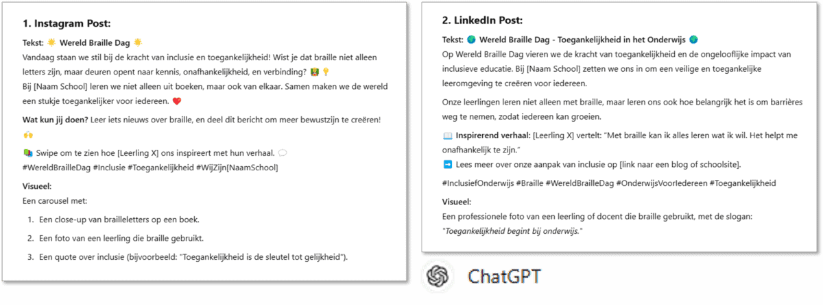 nhakers Insta en LinkedIn onderwijs ChatGPT