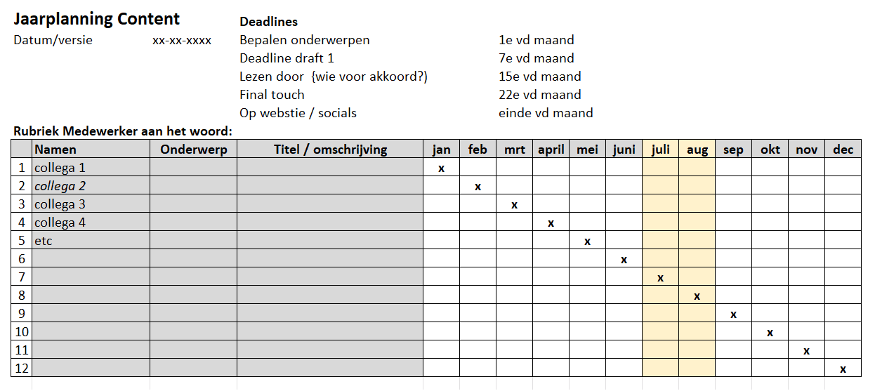 Plan voor elke maand een collega in voor content linkedin-strategie-voor-lokaal-ict-bedrijf