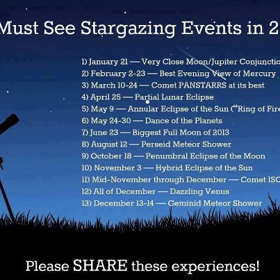Star gazing events 2013