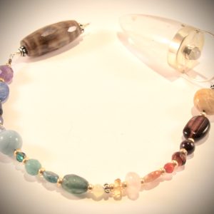 bergkristal pendel met zilver, Maansteen en Z-bead