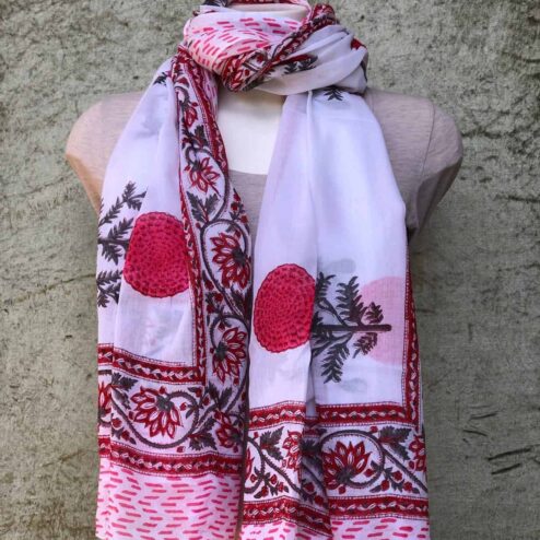 blockprint sjaal, poppy red