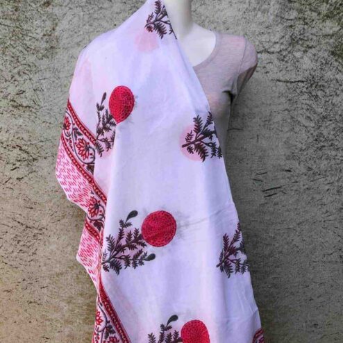 blockprint sjaal, poppy red