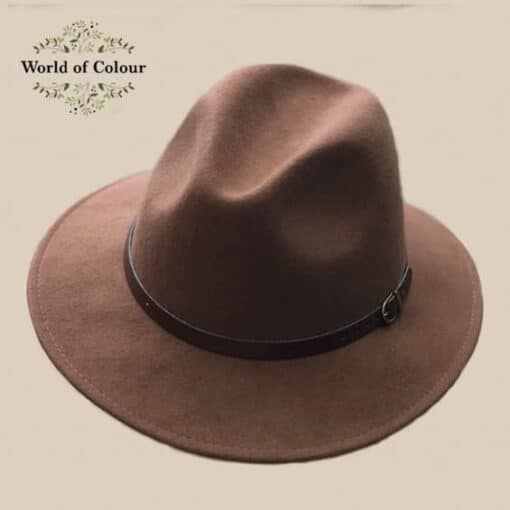 Wollen Fedora hoed, bruin , Italiaans, 100 % wol