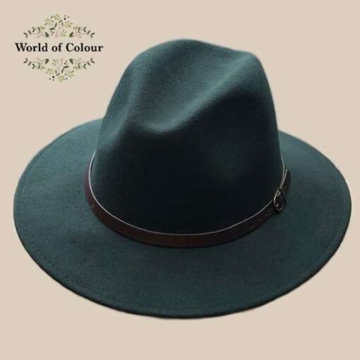 Fedora hoed, trendy groen, Italiaans, 100 % wol