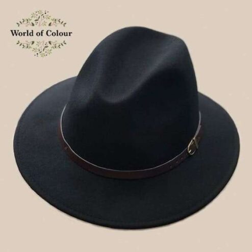 Fedora hoed, zwart , Italiaans, 100 % wol