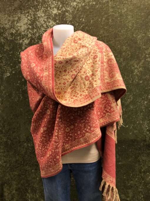 Tibet sjaal Paisley oudroze