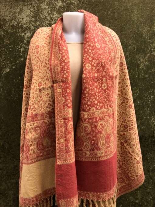 Tibet sjaal Paisley oudroze - Afbeelding 3