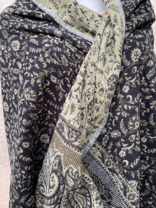 Tibet sjaal Paisley zwart-grijs - Afbeelding 2