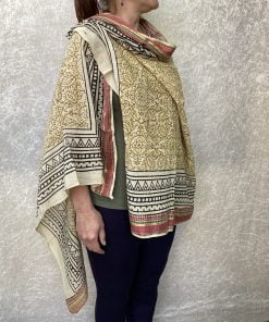 Handgestempelde blockprint sjaals uit India. Elk artikel is volledig met de hand bedrukt en dus uniek.