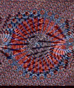 Prachtige met de hand gezeefdrukte katoenen doek uit India. Lekker voor op een tweepersoonsbed, op de bank, aan de muur of mee naar het strand of picknick.