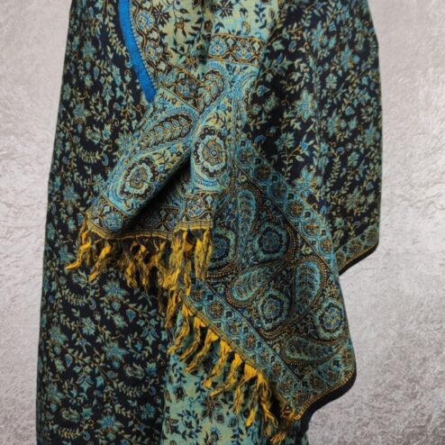 Tibet sjaal paisley zwart blauw