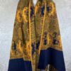 Tibet sjaal Bahru geel donkerblauw