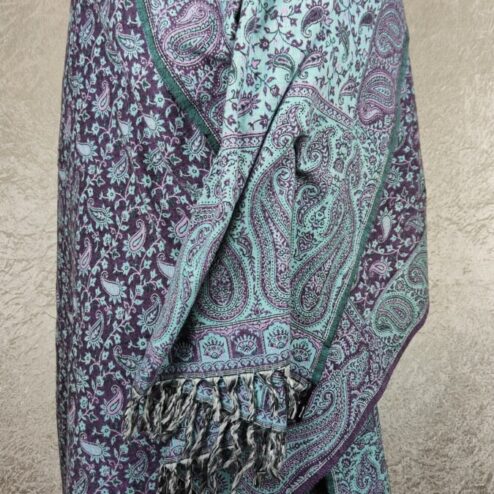 Tibet sjaal paisley lila lichtgrijs
