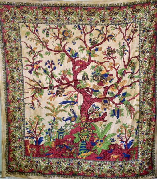 Mandala doek. Als strandkleed, sprei op het tweepersoons bed, doek voor op de bank, decoratie aan de muur. Met deze met de hyand gezeefdrukte doek uit India voeg je een prachtig item toe aan je bohemian interieur.